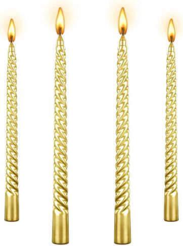 8 inch Black Taper Candles-Set of 4 Taper Candles -Dripless and Smokeless,Tall Candlesticks, Home Dinner, Party, Wedding, Halloween, Churches,Christmas Candles (8 inch, Black) in Saudi Arabia