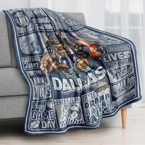 Dallas Football Blanket Blue Football Style Plush Travel Throw Blanket for Women Men Football Lovers Flannel Blanket 60" X 50" in Saudi Arabia