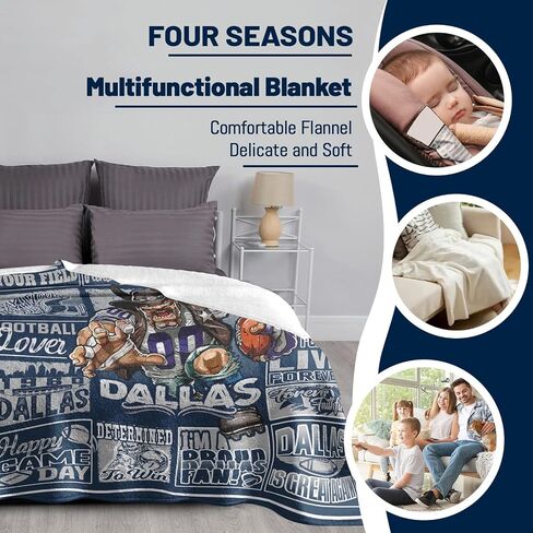 Dallas Football Blanket Blue Football Style Plush Travel Throw Blanket for Women Men Football Lovers Flannel Blanket 60" X 50" in Saudi Arabia