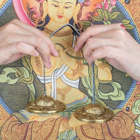 قطعتان من صنج تينغشا المنقوش بالتنين التبتي من زينبلس، مع صندوق تخزين وحقيبة قماش، أجراس نحاسية للتأمل للشفاء الروحي، وبوذية اليوغا، وأدوات موسيقية للاسترخاء in Kuwait