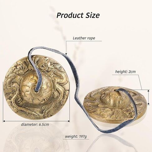 قطعتان من صنج تينغشا المنقوش بالتنين التبتي من زينبلس، مع صندوق تخزين وحقيبة قماش، أجراس نحاسية للتأمل للشفاء الروحي، وبوذية اليوغا، وأدوات موسيقية للاسترخاء in Kuwait