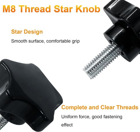 2 Pcs Star Hand Knob Tightening Screw M8x40mm Clamping Knob Screw Knob Handle for Umbrella Base Replacement(Black) in Saudi Arabia