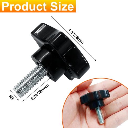 2 Pcs Star Hand Knob Tightening Screw M8x40mm Clamping Knob Screw Knob Handle for Umbrella Base Replacement(Black) in Saudi Arabia