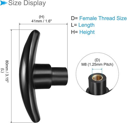 T-Knobs M8 Female Thread Plastic Clamping Hand T Knobs Handles Black - (Applications: for Lathe Machinery Drawer), 2-Pieces in Saudi Arabia