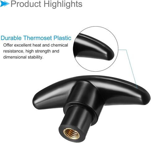 T-Knobs M8 Female Thread Plastic Clamping Hand T Knobs Handles Black - (Applications: for Lathe Machinery Drawer), 2-Pieces in Saudi Arabia
