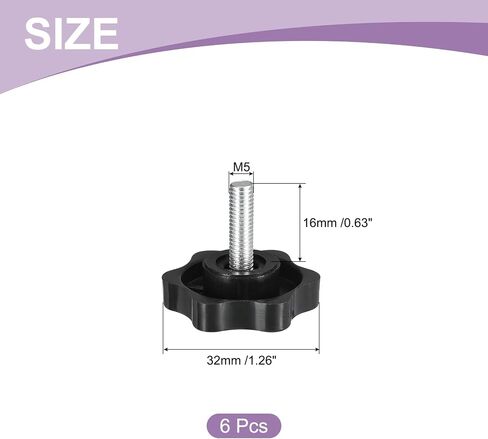 uxcell 6 قطع M5 × 16 مم مقابض نجوم، مقبض بلاستيكي على شكل سداسي الشكل برغي شد يدوي مقبض بديل لمقبض استبدال قاعدة المظلة in Saudi Arabia
