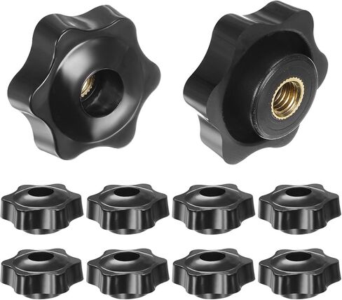 10pcs Star Knobs M5 Female Thread 25mm Head Plastic Through Hole Brass Screw-in Clamping Handles Threaded Hand Knobs, White in Kuwait