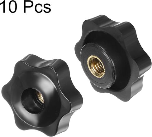 10pcs Star Knobs M5 Female Thread 25mm Head Plastic Through Hole Brass Screw-in Clamping Handles Threaded Hand Knobs, White in Kuwait