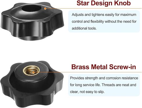 10pcs Star Knobs M5 Female Thread 25mm Head Plastic Through Hole Brass Screw-in Clamping Handles Threaded Hand Knobs, White in Kuwait