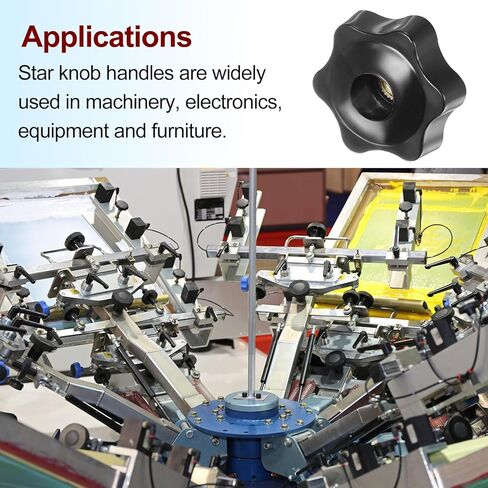 10pcs Star Knobs M5 Female Thread 25mm Head Plastic Through Hole Brass Screw-in Clamping Handles Threaded Hand Knobs, White in Kuwait