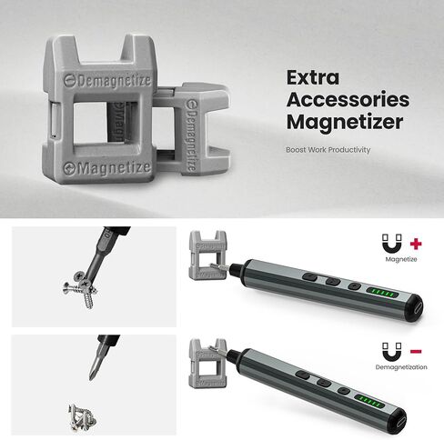 مفك براغي كهربائي صغير 70 في 1 من KAIWEETS، مجموعة مفكات براغي لاسلكية قابلة لإعادة الشحن مع 64 قطعة مغناطيسية S2، عزم دوران 5 تروس، 4 مصابيح LED، مفك براغي للطاقة للعمل الدقيق لكاميرا الهاتف المحمول وساعة الكمبيوتر المحمول in Kuwait