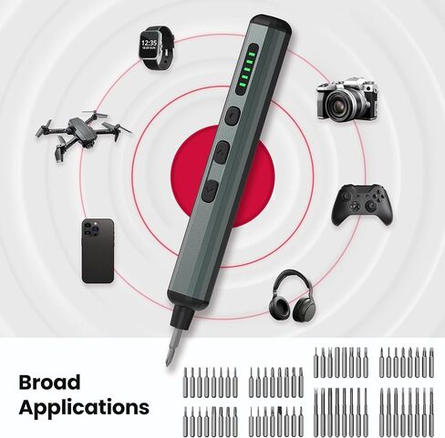 مفك براغي كهربائي صغير 70 في 1 من KAIWEETS، مجموعة مفكات براغي لاسلكية قابلة لإعادة الشحن مع 64 قطعة مغناطيسية S2، عزم دوران 5 تروس، 4 مصابيح LED، مفك براغي للطاقة للعمل الدقيق لكاميرا الهاتف المحمول وساعة الكمبيوتر المحمول in Kuwait