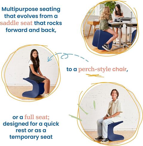 ECR4Kids Wave Seat, 18in - 19.6in Seat Height, Perch Stool, Cyan, 2-Pack in Saudi Arabia