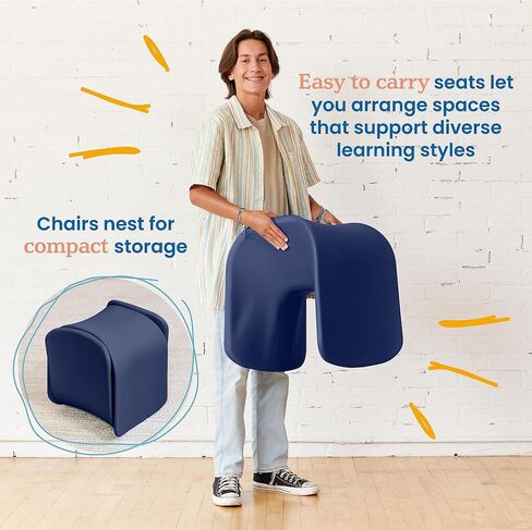 ECR4Kids Wave Seat, 18in - 19.6in Seat Height, Perch Stool, Cyan, 2-Pack in Saudi Arabia