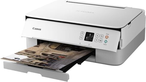 طابعة Canon PIXMA TS5320 الكل في واحد لاسلكية، ماسح ضوئي، ناسخة مع AirPrint، أبيض، تعمل مع Alexa in Kuwait
