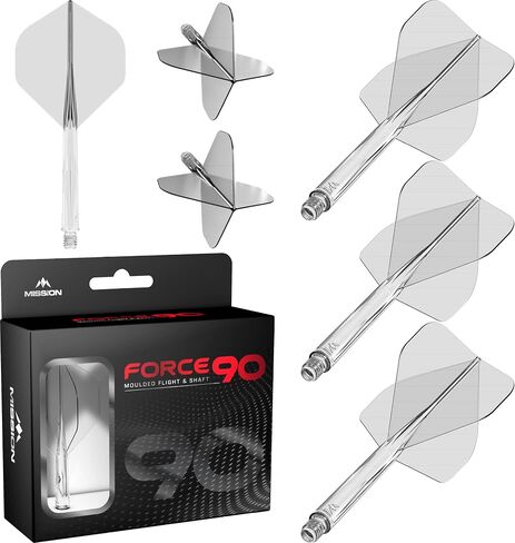 Mission Darts Force 90 | Integrated Precision Moulded Dart Flight And Shaft System, Pack of 3 Professional Durable 2-In-1 Combined Dart Flights And Stems | Standard No.2 in Saudi Arabia