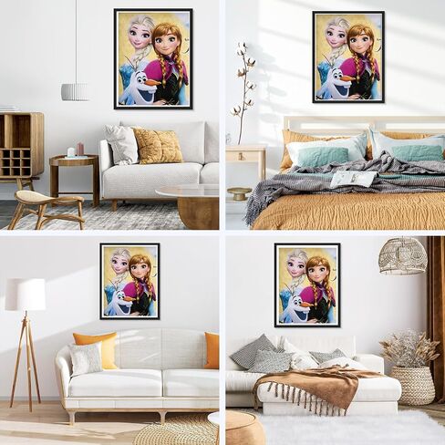 NAIMOER Princess Diamond Art Kits للبالغين، DIY الحفر الكامل 5D الماس الفن المجمدة الماس الفن الكرتون مثالية للاسترخاء وديكور جدار المنزل 30x40 سم in Kuwait