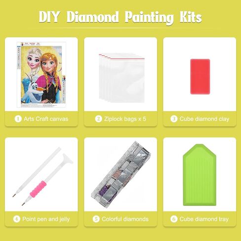 NAIMOER Princess Diamond Art Kits للبالغين، DIY الحفر الكامل 5D الماس الفن المجمدة الماس الفن الكرتون مثالية للاسترخاء وديكور جدار المنزل 30x40 سم in Kuwait