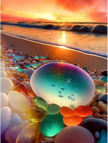 Beach Diamond Art Kits for Adults, 5D Diamonds Painting Kits for Adults Full Drill Beach Stone Diamond Painting Kits for Adults Beginners, DIY Crystal Picture Art for Home Wall Decor 12x16 inch in Saudi Arabia