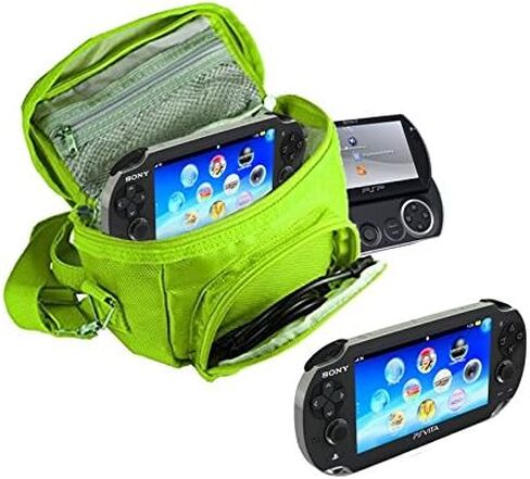Orzly® - حقيبة سفر للألعاب ووحدات التحكم لوحدات تحكم Sony PSP (GO/VITA/1000/2000/3000) تحتوي على مقصورات خاصة للألعاب والملحقات. تتضمن الحقيبة حزام كتف + مقبض حمل + حلقة حزام - أزرق in Saudi Arabia