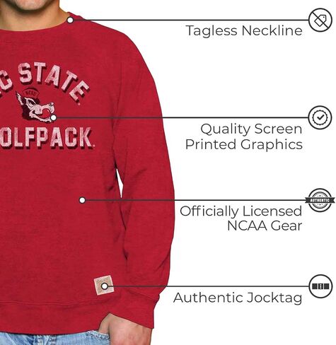 فتحة عنق جامعية للبالغين (NC State Wolfpack - أحمر، صغير) in Saudi Arabia