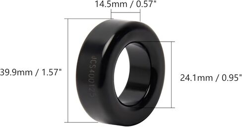Fielect 5 قطع Toroid Core Ferrite خنق مسحوق الحديد مغو الفريت الدائري 24.1x39.9x14.5mm، أسود in Kuwait