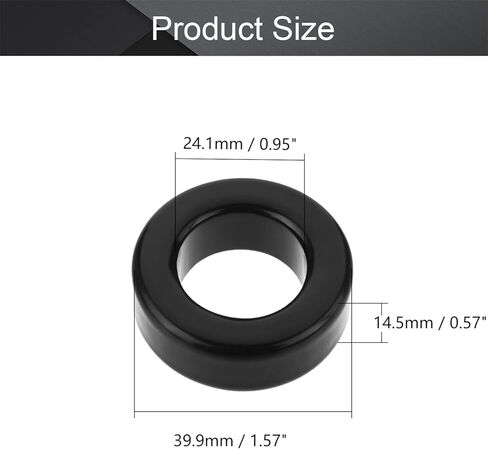 Fielect 5 قطع Toroid Core Ferrite خنق مسحوق الحديد مغو الفريت الدائري 24.1x39.9x14.5mm، أسود in Kuwait