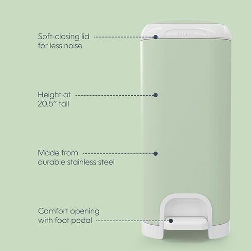 Diaper Genie Select Pail (Green) is Made of Durable Stainless Steel and Includes 1 Starter Square Refill That can Hold up to 165 Newborn-Sized Diapers. in Saudi Arabia