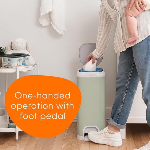 Diaper Genie Select Pail (Green) is Made of Durable Stainless Steel and Includes 1 Starter Square Refill That can Hold up to 165 Newborn-Sized Diapers. in Saudi Arabia