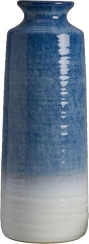 Mikasa Blue and White Ceramic Vase, Use to Display Faux or Dried Flowers, 5.9x5.9x15.7 Inch in Saudi Arabia