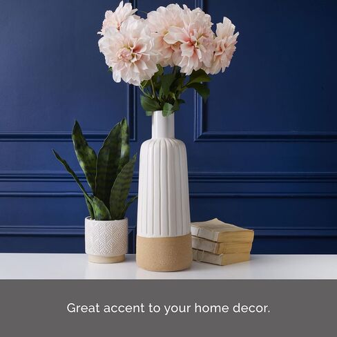 Mikasa Blue and White Ceramic Vase, Use to Display Faux or Dried Flowers, 5.9x5.9x15.7 Inch in Saudi Arabia