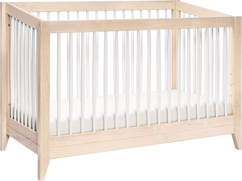 Babyletto Sprout 4-in-1 Convertible Crib with Toddler Bed Conversion Kit in Chestnut and Natural, Greenguard Gold Certified in Saudi Arabia