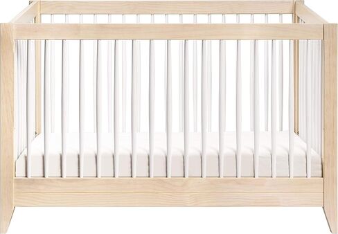 Babyletto Sprout 4-in-1 Convertible Crib with Toddler Bed Conversion Kit in Chestnut and Natural, Greenguard Gold Certified in Saudi Arabia