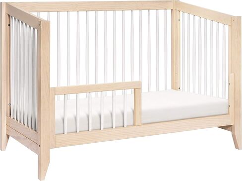 Babyletto Sprout 4-in-1 Convertible Crib with Toddler Bed Conversion Kit in Chestnut and Natural, Greenguard Gold Certified in Saudi Arabia