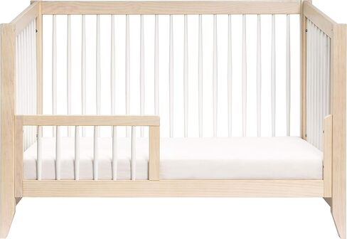 Babyletto Sprout 4-in-1 Convertible Crib with Toddler Bed Conversion Kit in Chestnut and Natural, Greenguard Gold Certified in Saudi Arabia