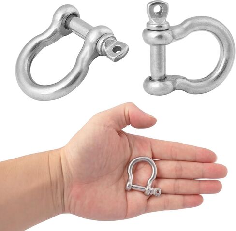 25 Packs 1/4 Inch 304 Stainless Steel D Ring Shackles Set for Outdoor Adventure?Traction Steel Wire and Heavy Duty Construction, Bow Shape, Anchor Shackles 6 mm, by GENHAKON in Saudi Arabia