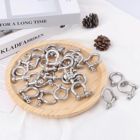 25 Packs 1/4 Inch 304 Stainless Steel D Ring Shackles Set for Outdoor Adventure?Traction Steel Wire and Heavy Duty Construction, Bow Shape, Anchor Shackles 6 mm, by GENHAKON in Saudi Arabia