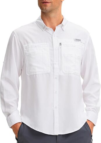 Men's Long Sleeve Sun Protection Fishing Shirt with Zipper Pockets UPF 50+ Lightweight Cool Sun Shirts for Men Hiking Outdoor in Saudi Arabia