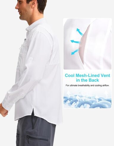 Men's Long Sleeve Sun Protection Fishing Shirt with Zipper Pockets UPF 50+ Lightweight Cool Sun Shirts for Men Hiking Outdoor in Saudi Arabia