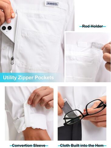 Men's Long Sleeve Sun Protection Fishing Shirt with Zipper Pockets UPF 50+ Lightweight Cool Sun Shirts for Men Hiking Outdoor in Saudi Arabia