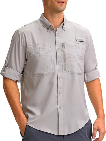 Men's Long Sleeve Sun Protection Fishing Shirt with Zipper Pockets UPF 50+ Lightweight Cool Sun Shirts for Men Hiking Outdoor in Saudi Arabia