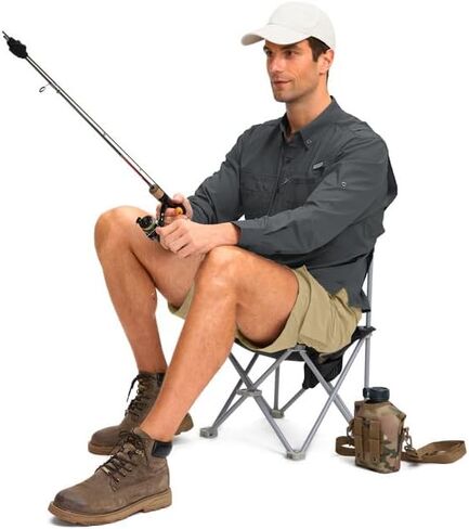 قميص صيد رجالي بأكمام طويلة للحماية من الشمس مع جيوب بسحاب UPF 50+ قمصان شمسية رائعة خفيفة الوزن للرجال للتنزه في الهواء الطلق in Saudi Arabia