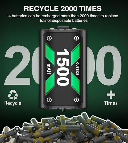 حزمة بطارية DINOSTRIKE Xbox القابلة لإعادة الشحن، 4x1500 مللي أمبير (4x3600 مللي واط في الساعة) حزم بطاريات وحدة تحكم Xbox One مع محطة شحن بطارية شحن سريع لأجهزة Xbox SeriesX|S/Xbox One S/Xbox One X/Elite Controller in Kuwait