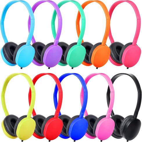 Kids Headphones Bulk Multi Color 10 Pack, School Headphones Set 3.5mm Jack for Grade and Middle School Students, Children, Teenagers, Boys, Girls, Wholesale Headphones for Classroom in Saudi Arabia