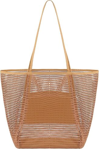 Beach Bags for Women - Large Beach Bag Beach Mesh Tote Bag, Mesh Beach Bag Weaving Swim Gym Shopping Travel Bag in Saudi Arabia