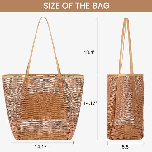 Beach Bags for Women - Large Beach Bag Beach Mesh Tote Bag, Mesh Beach Bag Weaving Swim Gym Shopping Travel Bag in Saudi Arabia