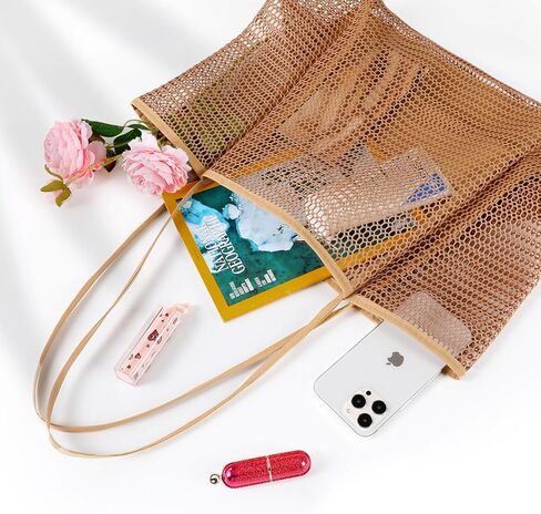Beach Bags for Women - Large Beach Bag Beach Mesh Tote Bag, Mesh Beach Bag Weaving Swim Gym Shopping Travel Bag in Saudi Arabia