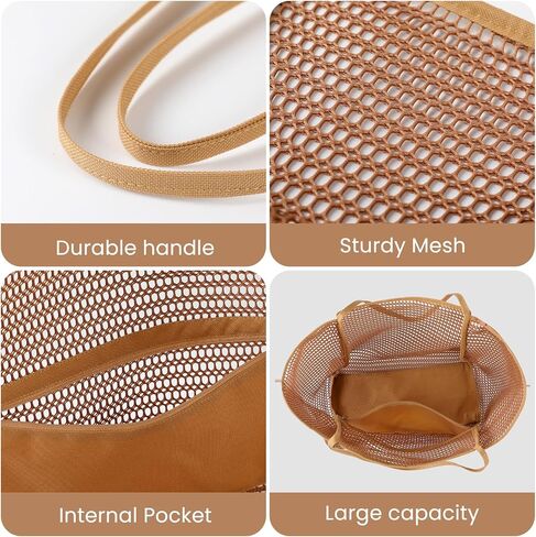 Beach Bags for Women - Large Beach Bag Beach Mesh Tote Bag, Mesh Beach Bag Weaving Swim Gym Shopping Travel Bag in Saudi Arabia