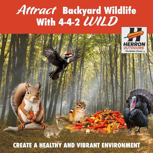 Herron Outdoors 4-4-2 Wildlife Feed- Squirrel Food with Persimmon Flavored Protein Pellets, Corn Balanced Diet Formula Attracts 28 Species Ideal for Bird & Squirrel Feeders- 5lbs in Saudi Arabia