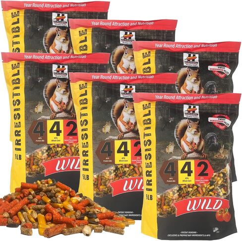 Herron Outdoors 4-4-2 Wildlife Feed- Squirrel Food with Persimmon Flavored Protein Pellets, Corn Balanced Diet Formula Attracts 28 Species Ideal for Bird & Squirrel Feeders- 5lbs in Saudi Arabia